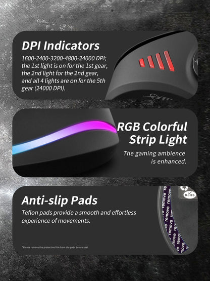ZELOTES F18 Vertical Ergonomic Mouse 2.4G Wireless Mouse Bluetooth 24000DPI with Programming Gaming Mouse for PC Computer Laptop
