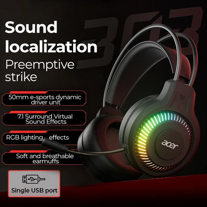 RGB Cool Lighting Wired Earphones Low Latency Headphones with Mic Breathable Comfortable Earbuds Surround Sound Effects for Game
