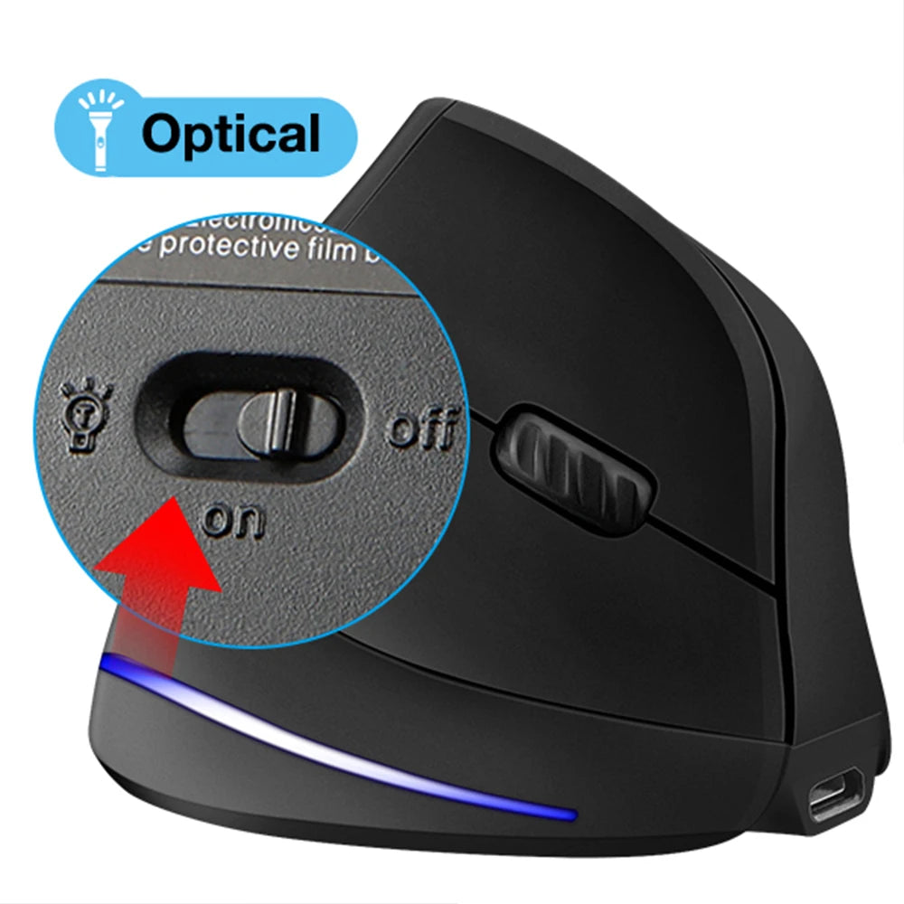 Lefon F35 Wireless Mouse Vertical Rechargeable Ergonomic Mouse 2400 DPI Optical Gaming Mice for Gamer Computer Laptop PC Mac IOS