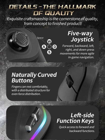 ZELOTES F18 Vertical Ergonomic Mouse 2.4G Wireless Mouse Bluetooth 24000DPI with Programming Gaming Mouse for PC Computer Laptop