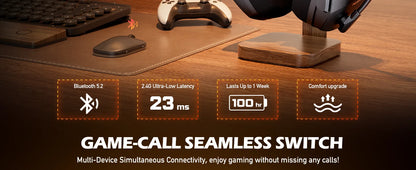 NUBWO G06 Gaming Headset 2.4GHz Bluetooth 5.3 Wireless Headphones Stereo Dual Mode Mic for PS5 PS4 PC Switch Mobile Phone Laptop